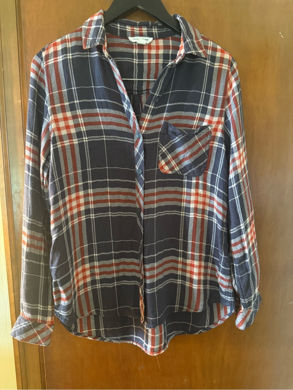 beachlunchlounge Navy and Red Plaid Button-Down Shirt